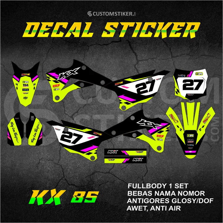 DECAL KX 85 2014-2022  (004) STIKER KAWASAKI 2015 2016 2017 2018 2019 2020 2021 MINITRAIL MINI TRAIL CROSS FULLBODY
