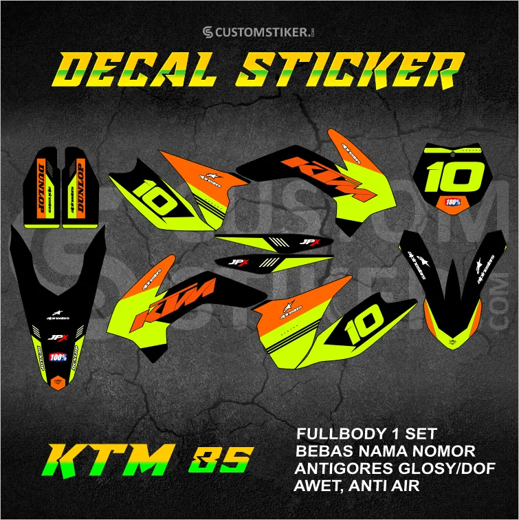 DECAL KTM 85 SX 2013-2018  (004) STIKER SIXDAYS 2014 2015 2016 2017 MINITRAIL MINI TRAIL CROSS FULLBODY