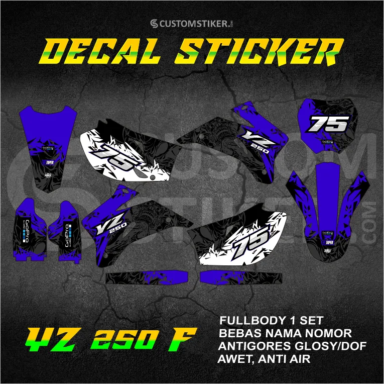 DECAL YZ 250 F 2006-2010 (001) STIKER YAMAHA YZF 450 2007 2008 2009 FULLBODY