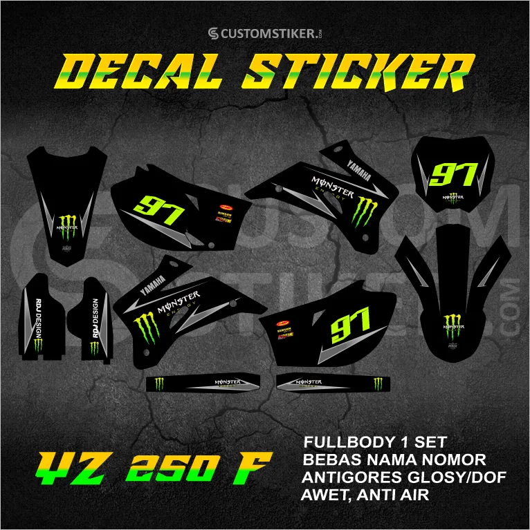 DECAL YZ 250 F 2006-2010 (002) STIKER YAMAHA YZF 450 2007 2008 2009 MONSTER ENERGY FULLBODY