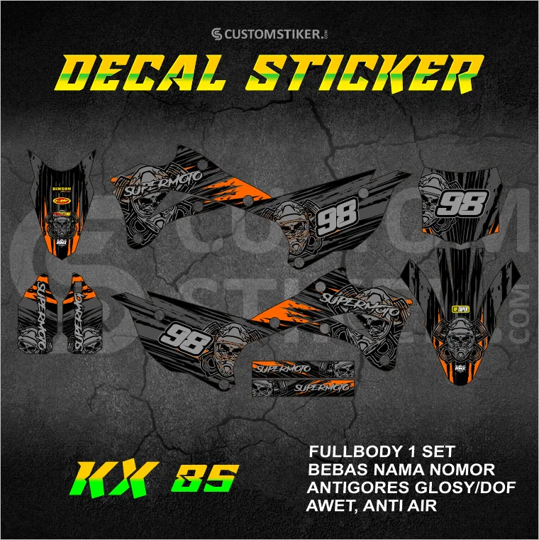 DECAL KX 85 2014-2022  (003) STIKER KAWASAKI 2015 2016 2017 2018 2019 2020 2021 MINITRAIL MINI TRAIL CROSS SUPERMOTO FULLBODY