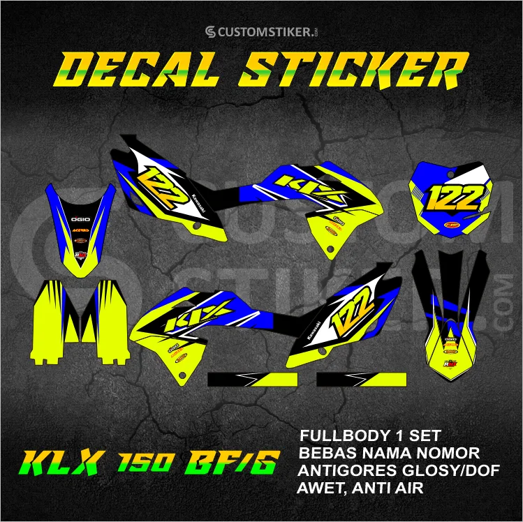 DECAL KLX 150 BF (001) STIKER KAWASAKI LX G 2015 2016 2017 2018 2019 2020 2021 2022 2023 FULLBODY