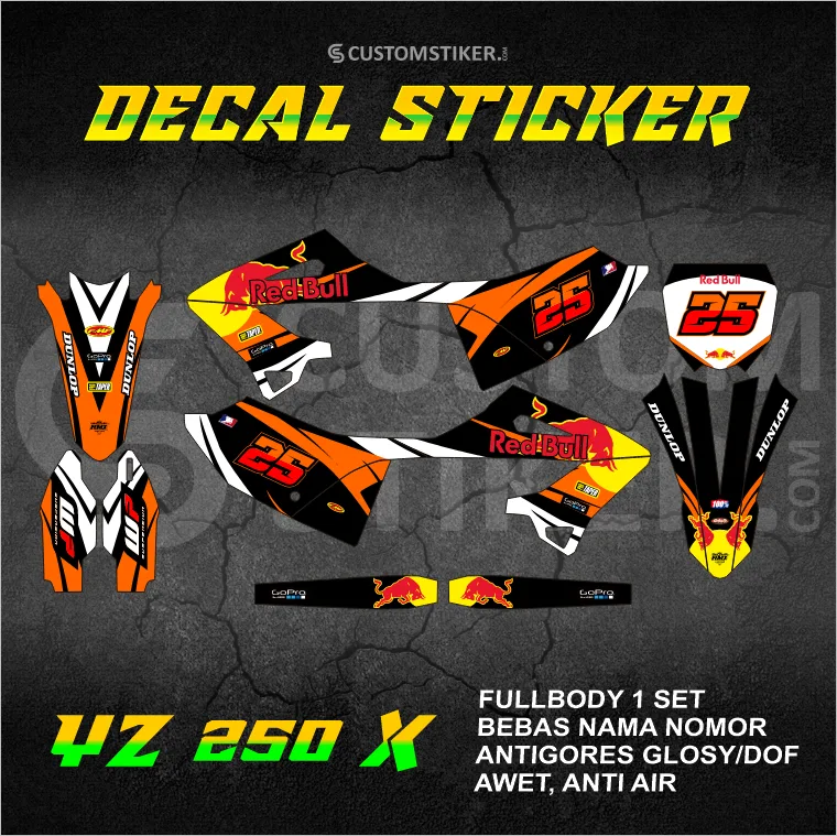 DECAL YZ 250 X 2022-2026 (002) STIKER YAMAHA YZF 450 2023 2024 2025 REDBULL FULLBODY