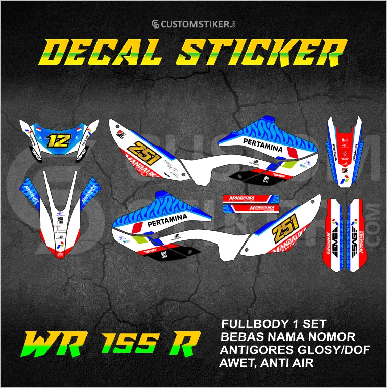 DECAL WR 155 R 2019-2025 (001) STIKER YAMAHA 2020 2021 2022 2023 2024 PERTAMINA MANDALIKA FULLBODY