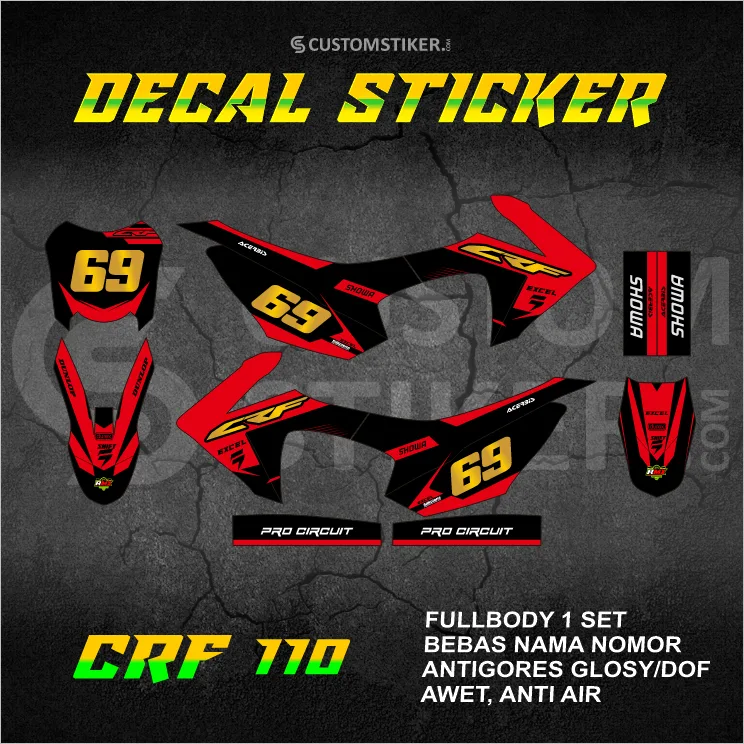 DECAL CRF 110 F (001) STIKER HONDA 2013 2014 2015 2016 2017 2018 2019 MINITRAIL MINI TRAIL CROSS FULLBODY