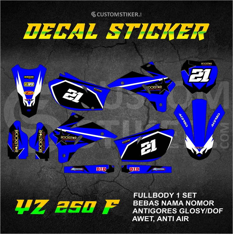 DECAL YZ 250 F 2006-2010 (003) STIKER YAMAHA YZF 450 2007 2008 2009 ROCKSTAR FULLBODY