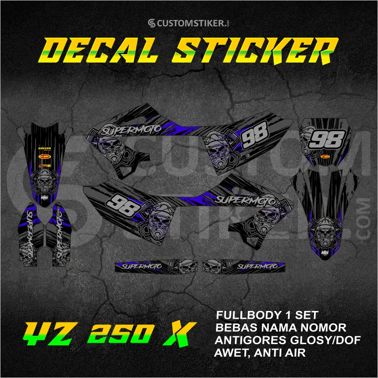 DECAL YZ 250 X 2022-2026 (003) STIKER YAMAHA YZF 450 2023 2024 2025 SUPERMOTO FULLBODY