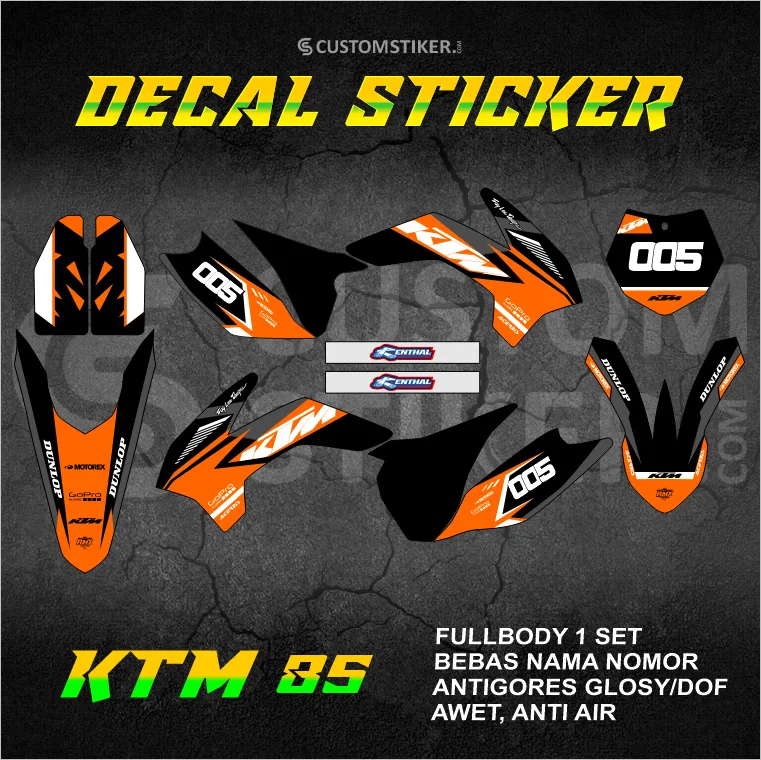 DECAL KTM 85 SX 2013-2018  (001) STIKER SIXDAYS 2014 2015 2016 2017 MINITRAIL MINI TRAIL CROSS FULLBODY