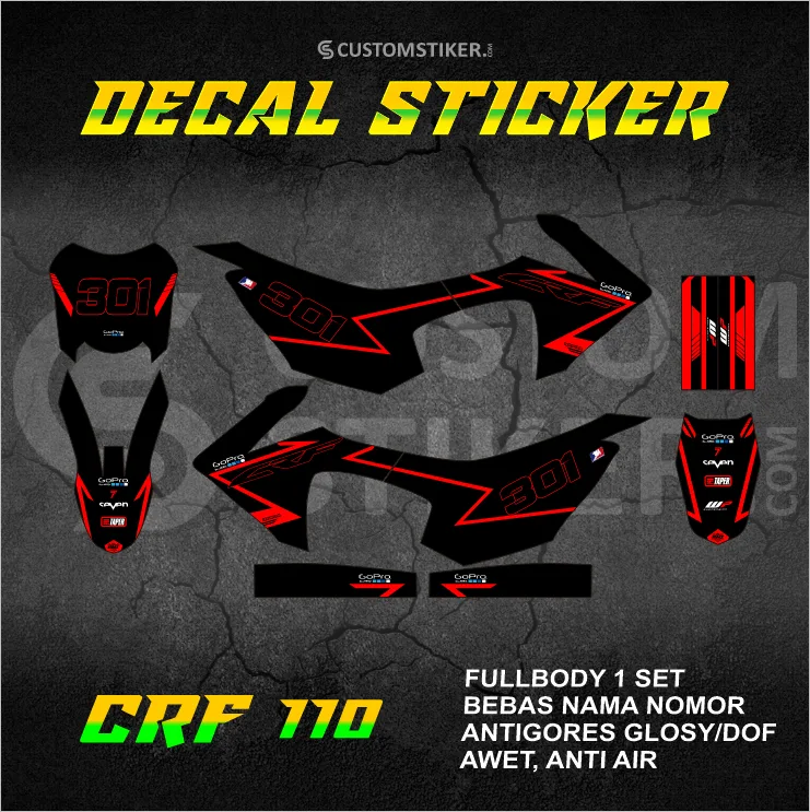 DECAL CRF 110 F (004) STIKER HONDA 2013 2014 2015 2016 2017 2018 2019 MINITRAIL MINI TRAIL CROSS FULLBODY