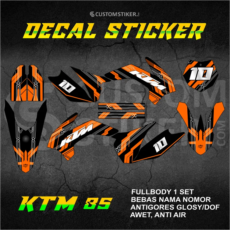 DECAL KTM 85 SX 2013-2018  (003) STIKER SIXDAYS 2014 2015 2016 2017 MINITRAIL MINI TRAIL CROSS FULLBODY
