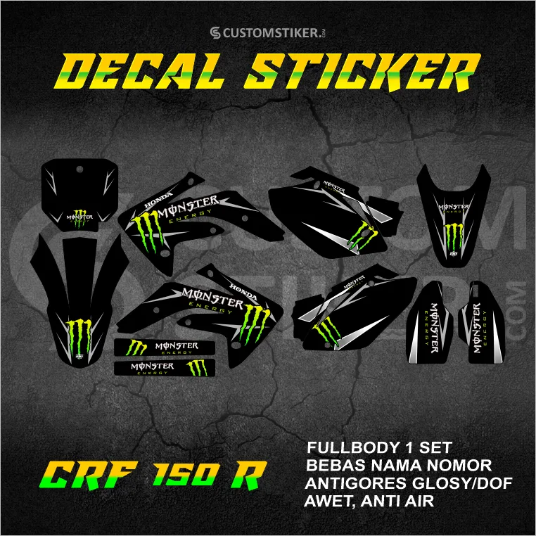 DECAL CRF 150 R (005) STIKER HONDA MONSTER ENERGY FULLBODY
