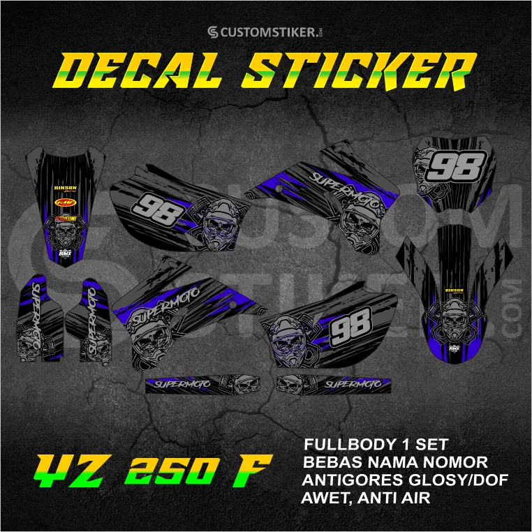 DECAL YZ 250 F 2006-2010 (004) STIKER YAMAHA YZF 450 2007 2008 2009 SUPERMOTO FULLBODY