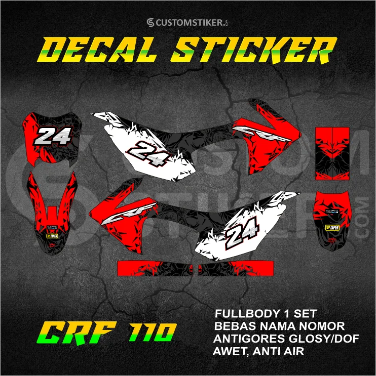 DECAL CRF 110 F (002) STIKER HONDA 2013 2014 2015 2016 2017 2018 2019 MINITRAIL MINI TRAIL CROSS FULLBODY