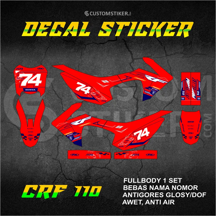 DECAL CRF 110 F (003) STIKER HONDA 2013 2014 2015 2016 2017 2018 2019 MINITRAIL MINI TRAIL CROSS FULLBODY