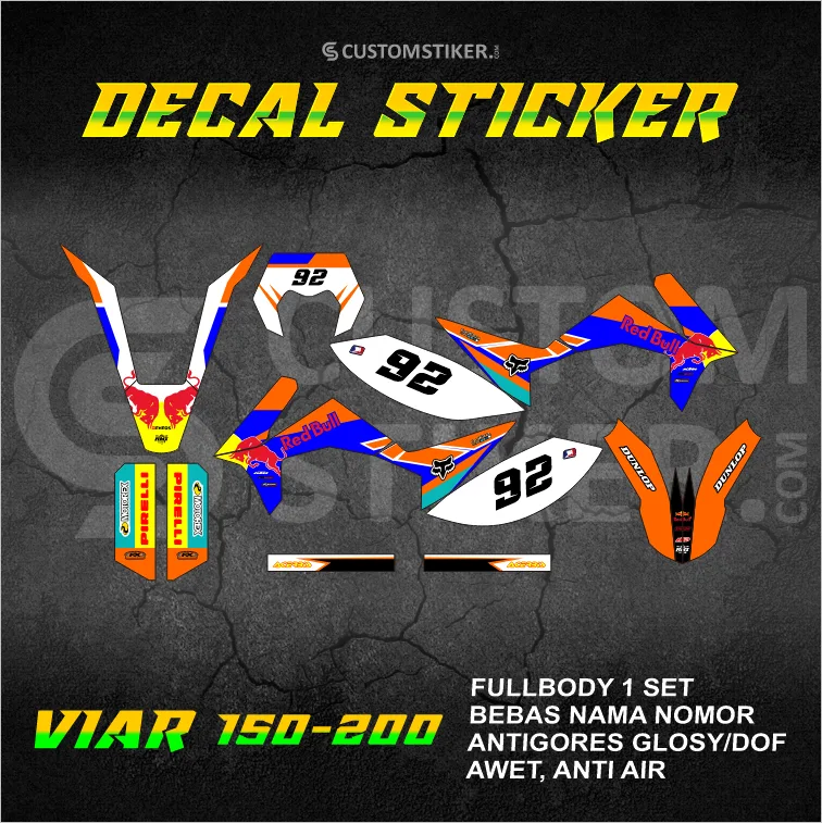 DECAL VIAR 150-200 SE/GT (002) STIKER CROSS X CX REDBULL FULLBODY