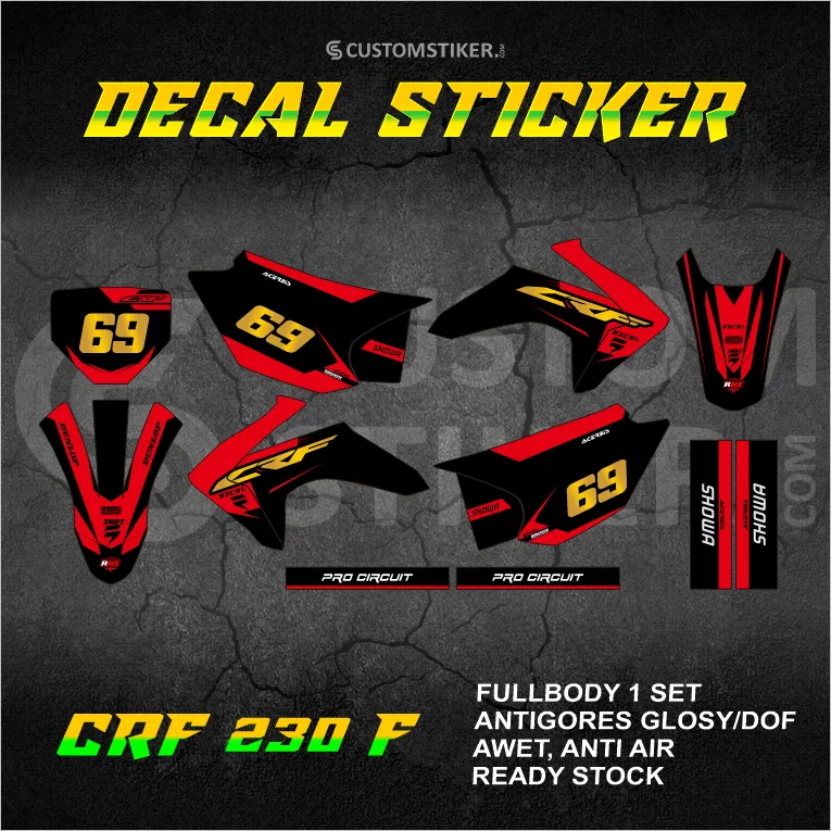 DECAL CRF 230 F 2015-2026 STIKER READY STOCK HONDA 2016 2017 2018 2019 2020 2021 2022 2023 2024 2025 FULLBODY