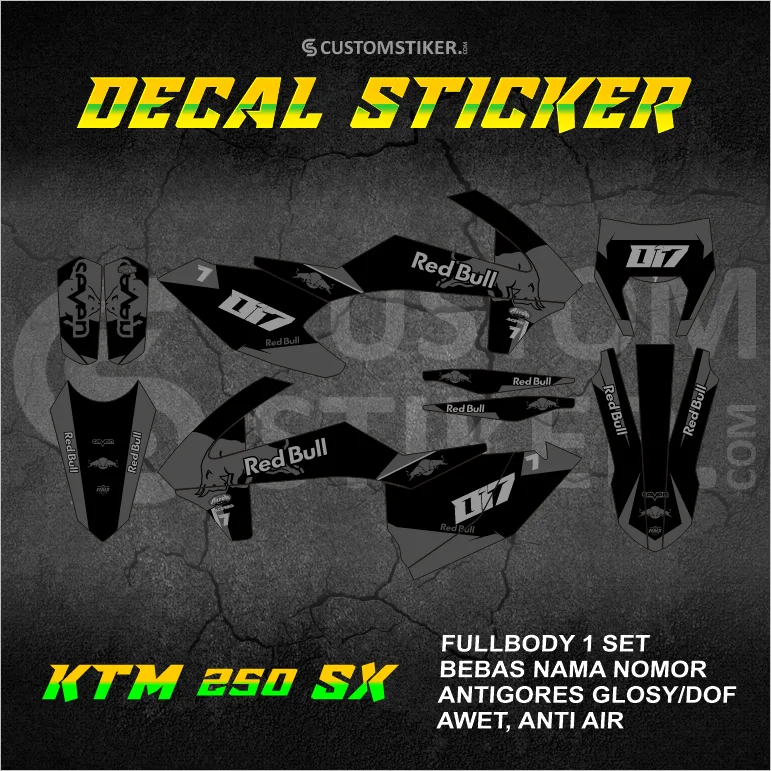 DECAL KTM 250 SX 2017-2019 (006) STIKER 150 200 300 350 450 SIXDAYS 2018 REDBULL FULLBODY