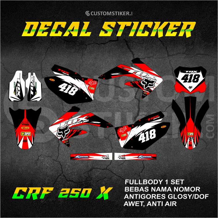 DECAL CRF 250 X (003) STIKER HONDA FOX RACING FULLBODY