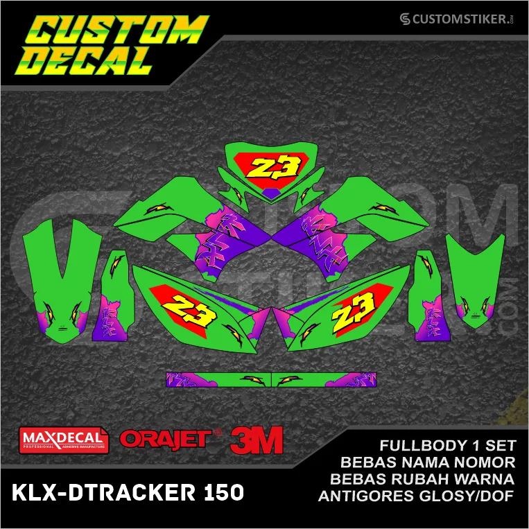 DECAL KLX 150 OLD 2009-2015 (005) STIKER LIS KAWASAKI LX DTX D-TRACKER DTRACKER S LAMA 2010 2011 2012 2013 2014 HITAM HIJAU MERAH UNGU FULLBODY