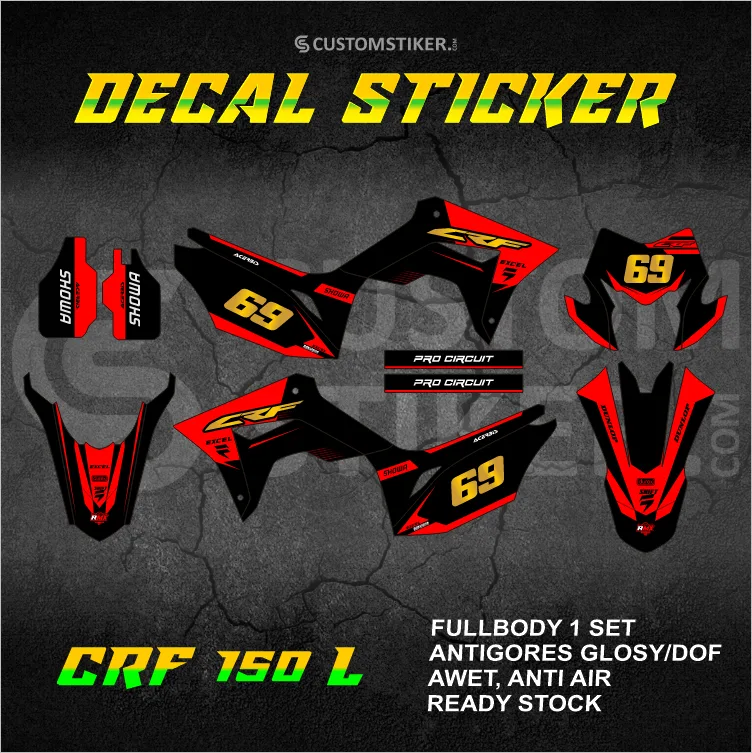 DECAL CRF 150 L STIKER READY STOCK HONDA FULLBODY