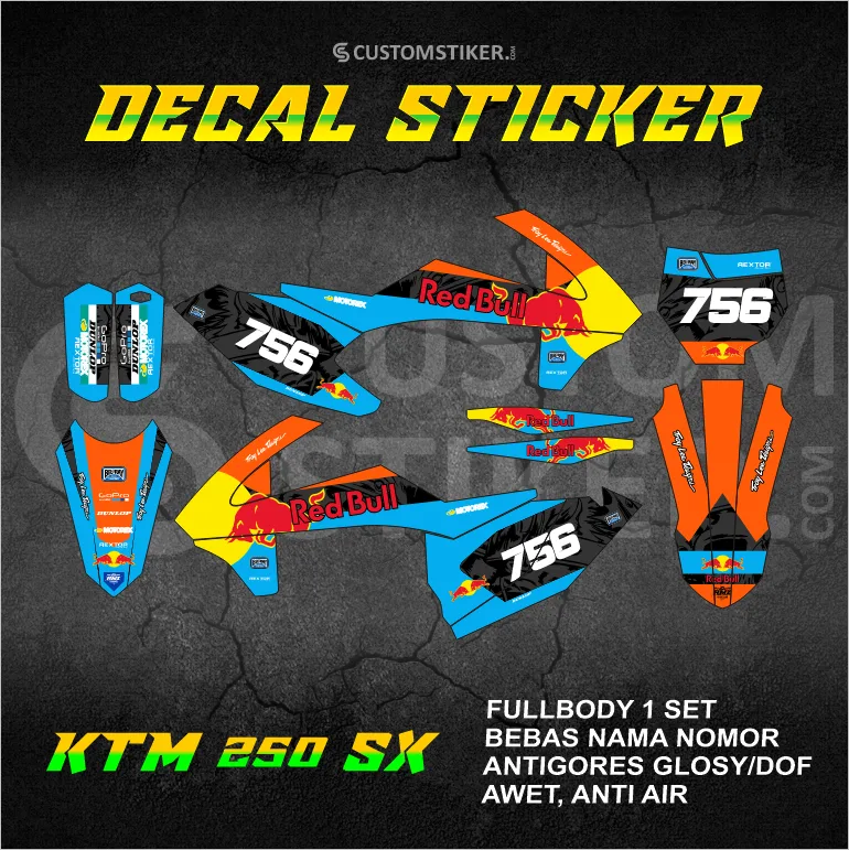 DECAL KTM 250 SX 2017-2019  (010) STIKER 150 200 300 350 450 SIXDAYS 2018 REDBULL FULLBODY