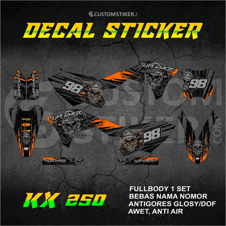 DECAL KX 250 F 2017-2021  (001) STIKER KAWASAKI KXF 250F 2018 2019 2020 SUPERMOTO FULLBODY