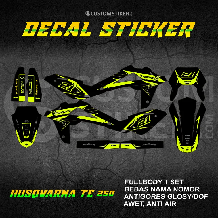 DECAL HUSQVARNA TE 250 2005-2014  (004) STIKER TC 450 2006 2007 2008 2009 2010 2011 2012 2013 FULLBODY