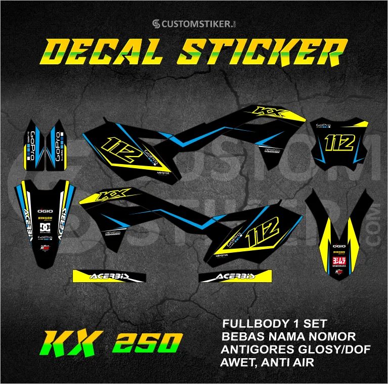 DECAL KX 250 F 2017-2021  (004) STIKER KAWASAKI KXF 250F 2018 2019 2020 FULLBODY