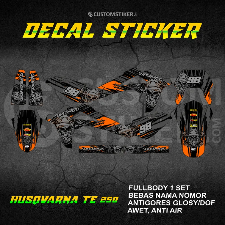 DECAL HUSQVARNA TE 250 2005-2014  (005) STIKER TC 450 2006 2007 2008 2009 2010 2011 2012 2013 FULLBODY