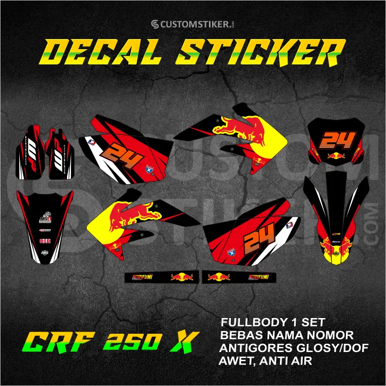 DECAL CRF 250 X (005) STIKER HONDA REDBULL FULLBODY