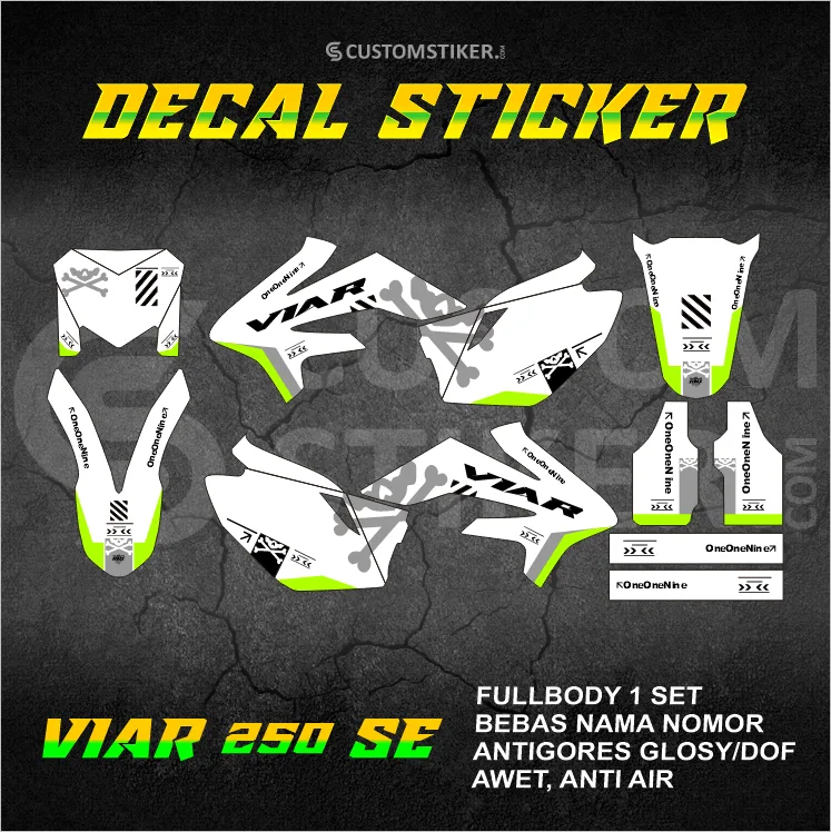 DECAL VIAR 250 SE (005) STIKER CROSS X CX SKULL TENGKORAK FULLBODY
