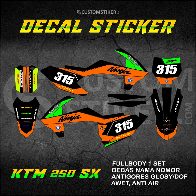 DECAL KTM 250 SX 2017-2019  (007) STIKER 150 200 300 350 450 SIXDAYS 2018 NINJA FULLBODY
