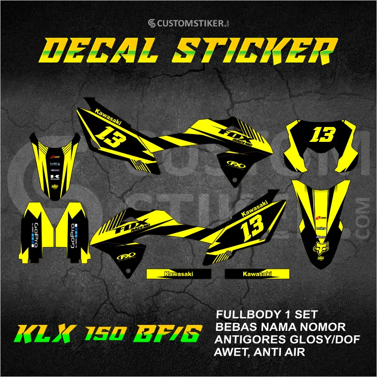 DECAL KLX 150 BF (018) STIKER KAWASAKI LX G 2015 2016 2017 2018 2019 2020 2021 2022 2023 FOX RACING FULLBODY